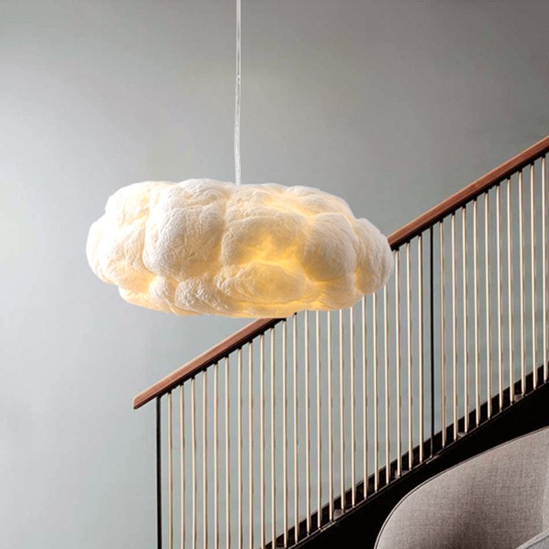 Lampada a sospensione LED Wolk di Aurora Design in PVC/Cotone Bianca