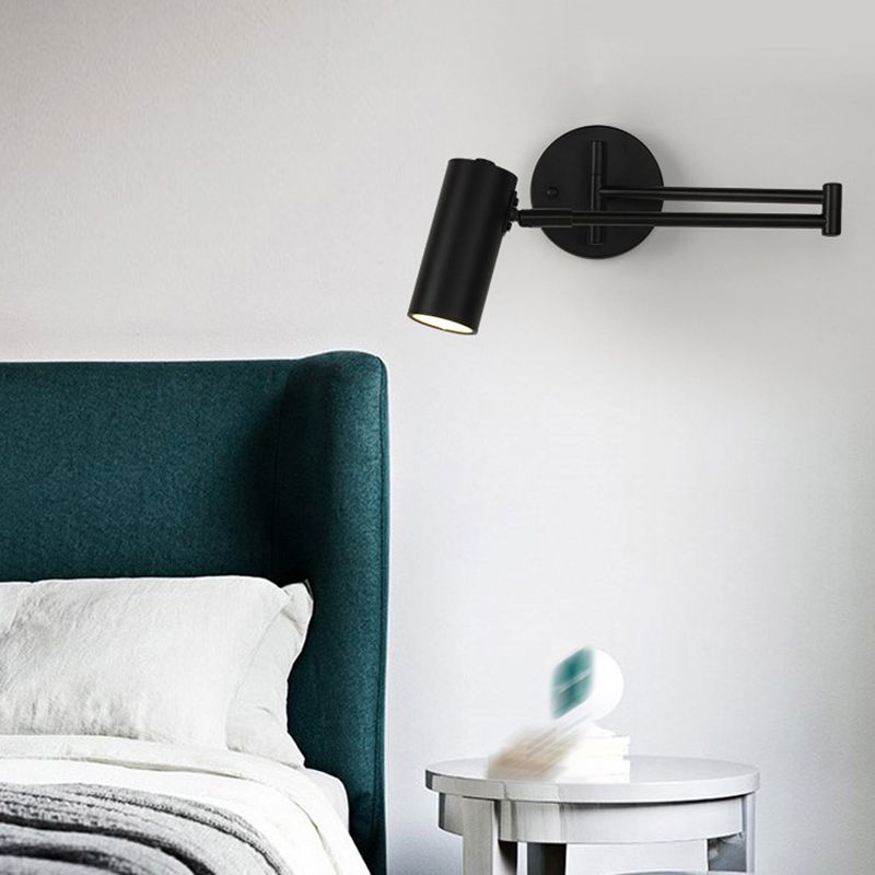 Lámpara de pared moderna ajustable cilíndrica, 2 colores, sala de estar, metal