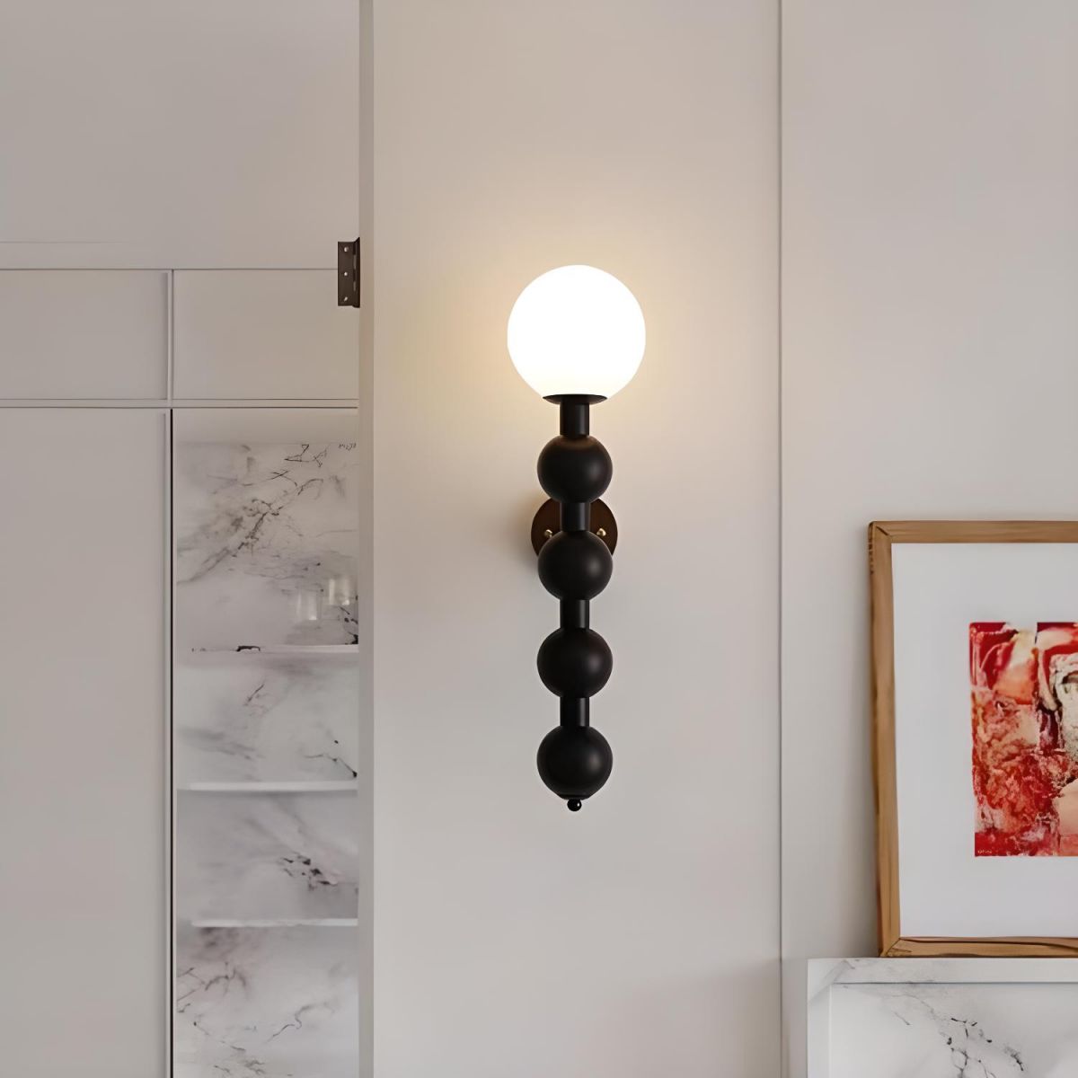 Lâmpada de Parede Longa em Metal Bauhaus com Múltiplas Esferas