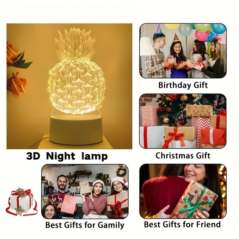 PineGlow - Abacaxi Candeeiro Noturno LED 3D