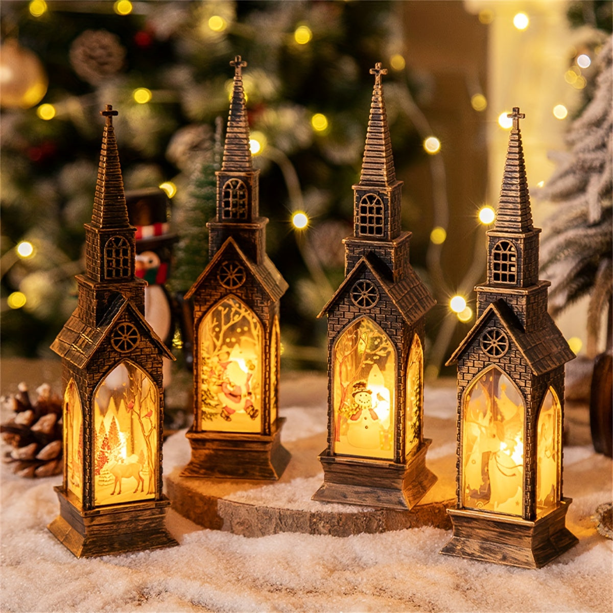 CandleLicht - 4 Peças de Decorações de Velas LED de Natal a Pilhas