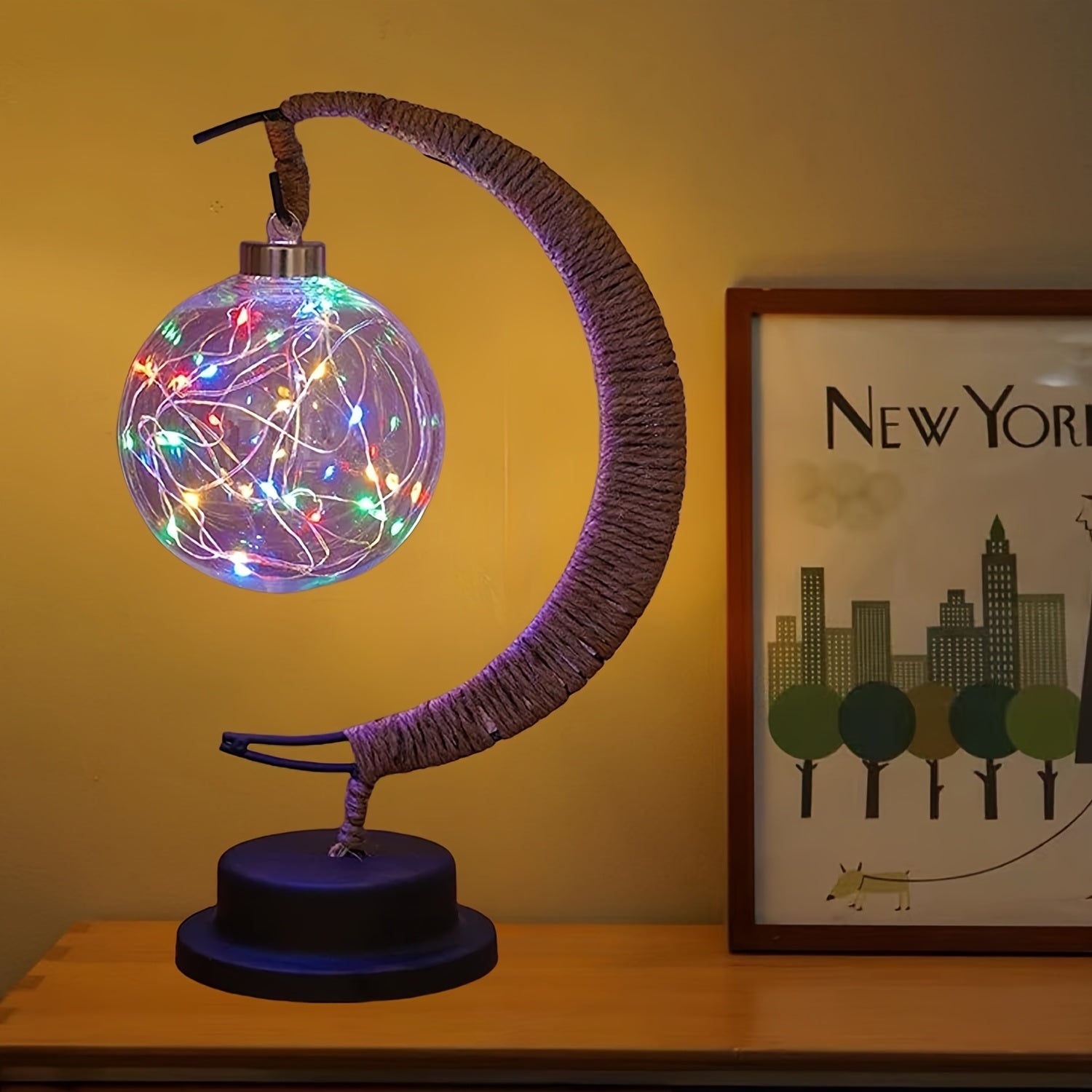 LunarGlow - Wrought Iron Moon Lamp With LED Ball