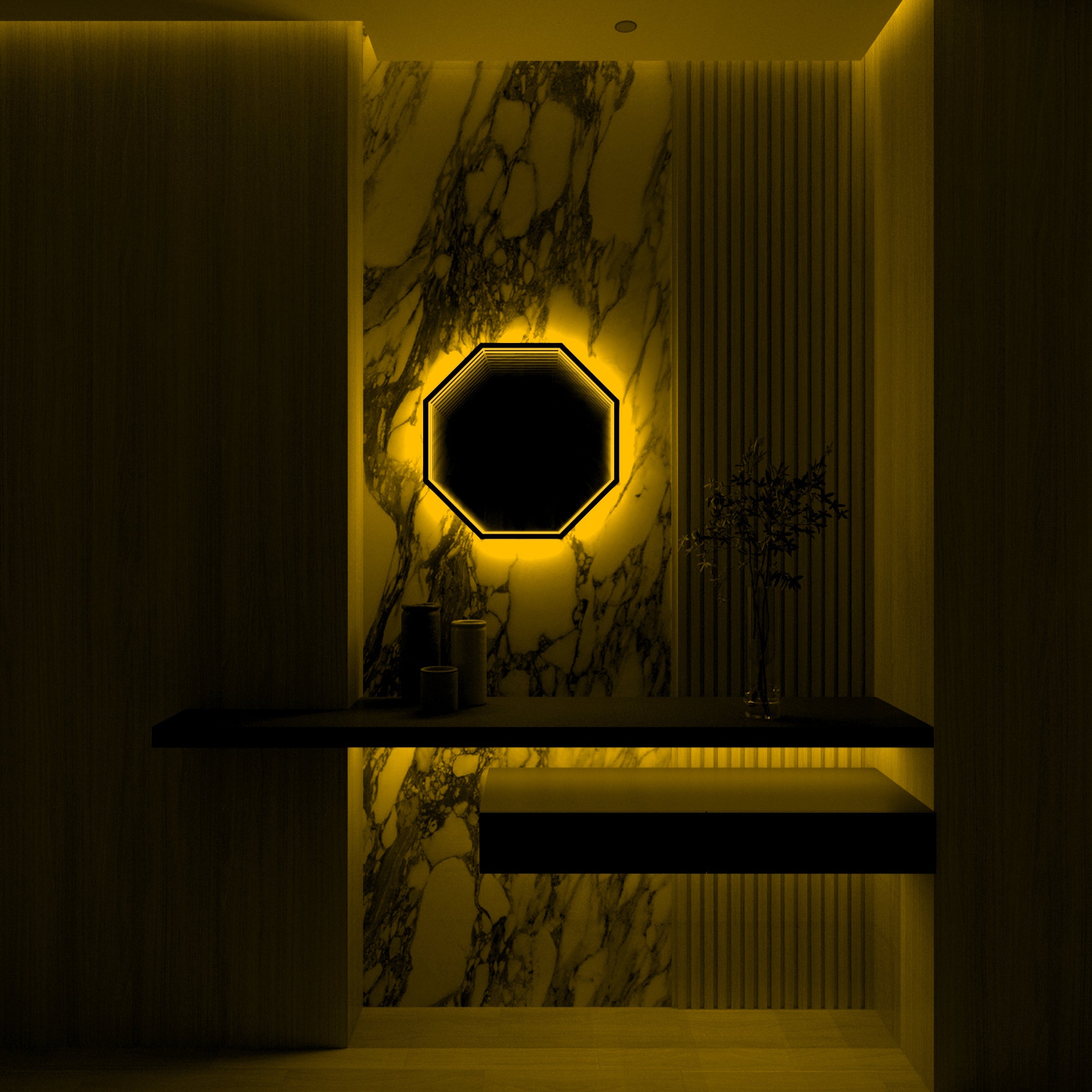 Lâmpada de Parede Espelho Infinito Octágono 3D
