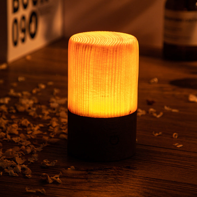 LumiHout - Lámpara de mesa LED con batería y control táctil