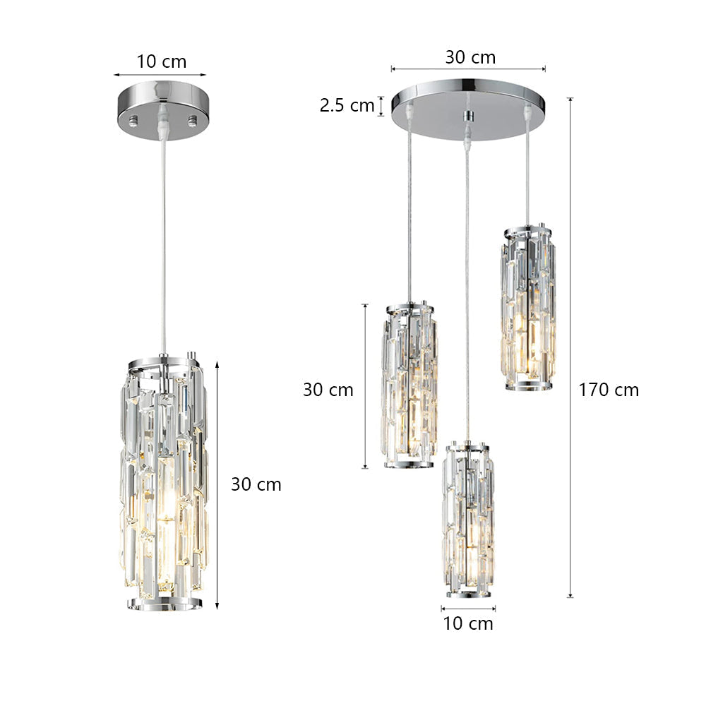 VintageCrystal - Industrial Hanging Lamp of Glass and Iron for Living Room and Dining Room