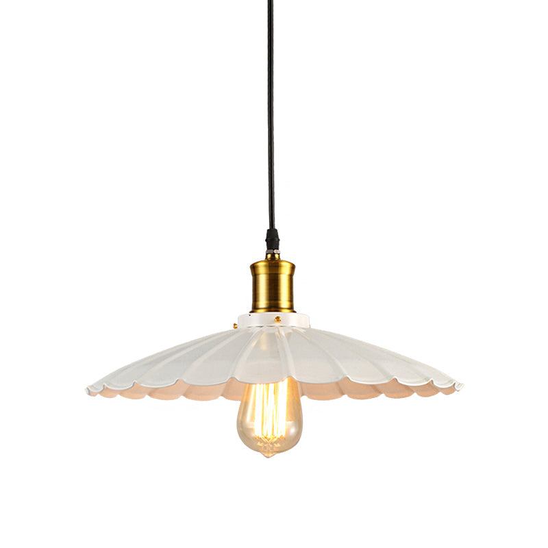 Lampada a sospensione industriale ondulata 1 luce in nero/bianco