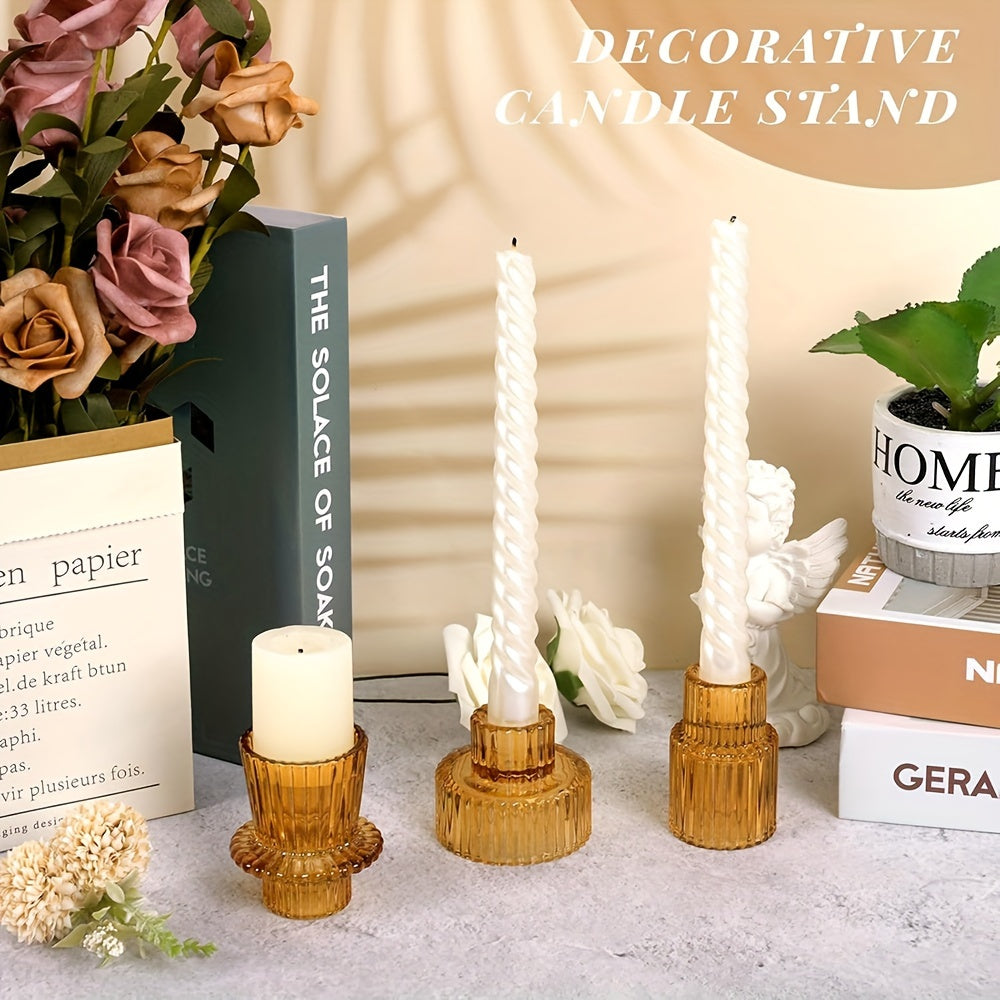 Conjunto de 6/9/12 Castiçais de Vidro - Perfeito para Centros de Mesa, Casamentos e Jantares Festivos