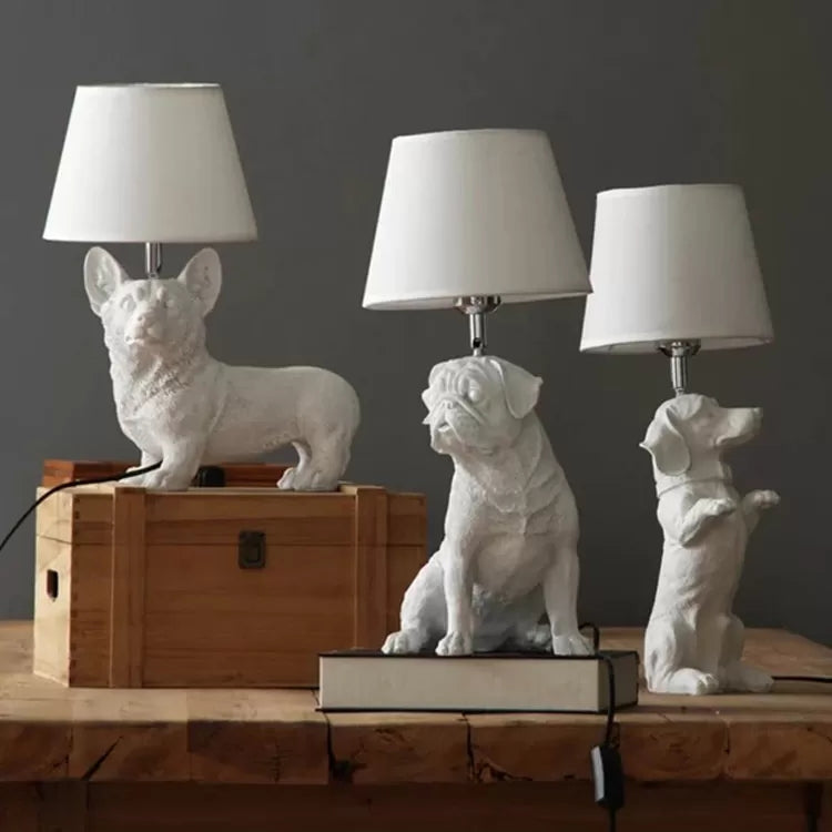 Lampada da tavolo per cani - Lampada da tavolo moderna in tessuto con resina per cameretta bambini