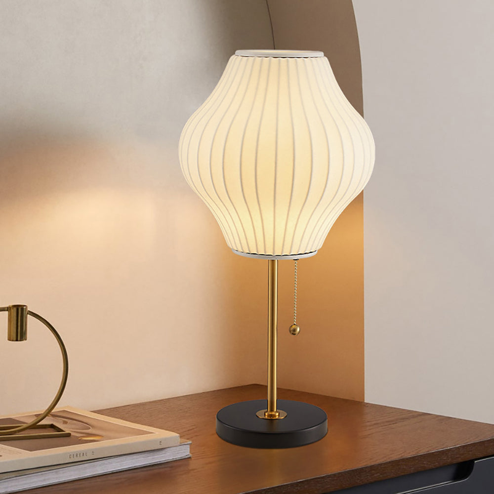 Lampada Notturna Bianca in Seta Classica per Camera da Letto