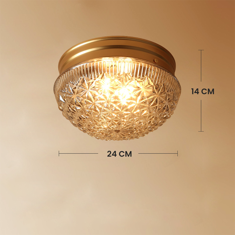 Lampada da soffitto in vetro trasparente scanalata per camera da letto