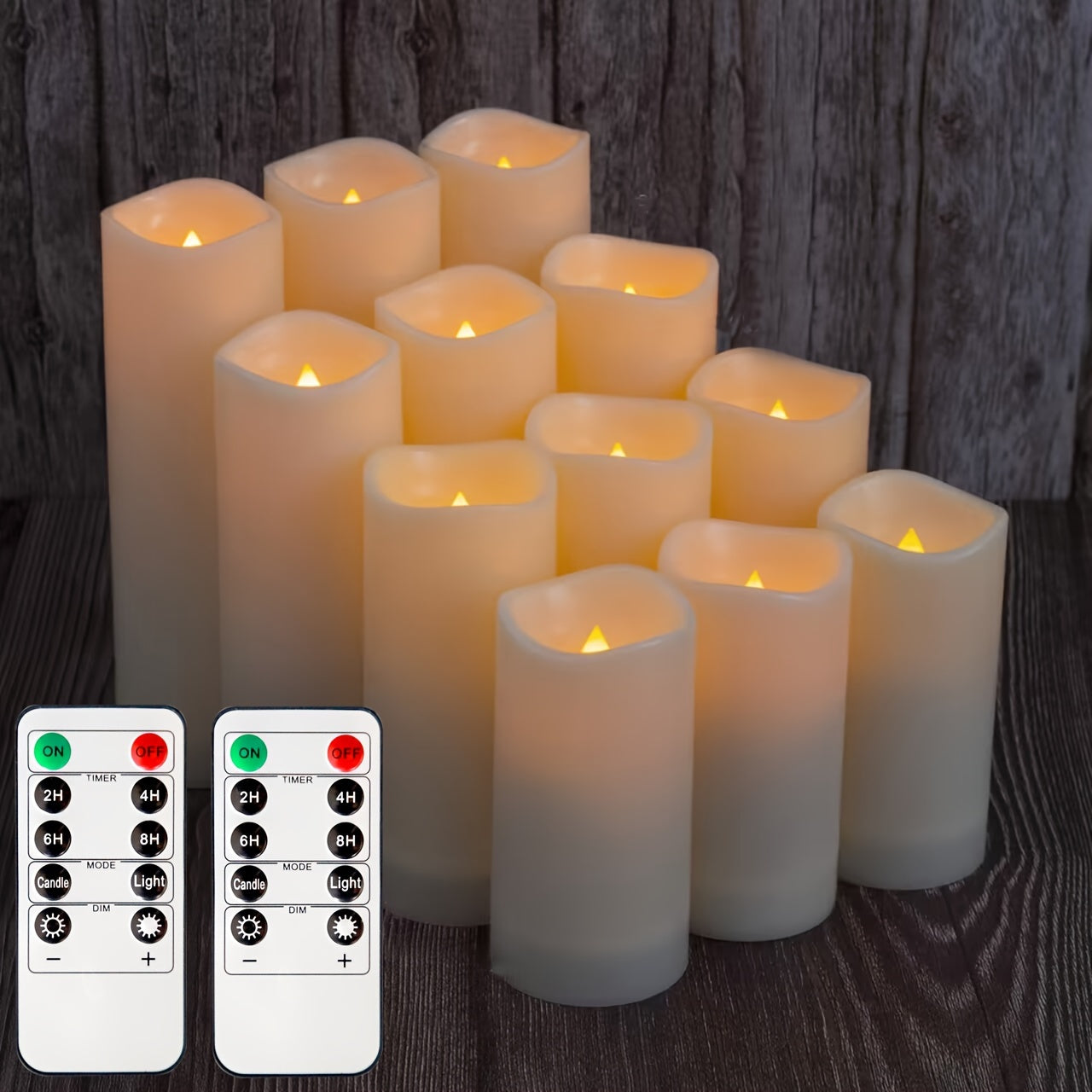 Conjunto de Velas LED Sem Chama com Comando à Distância - Conjunto de 12