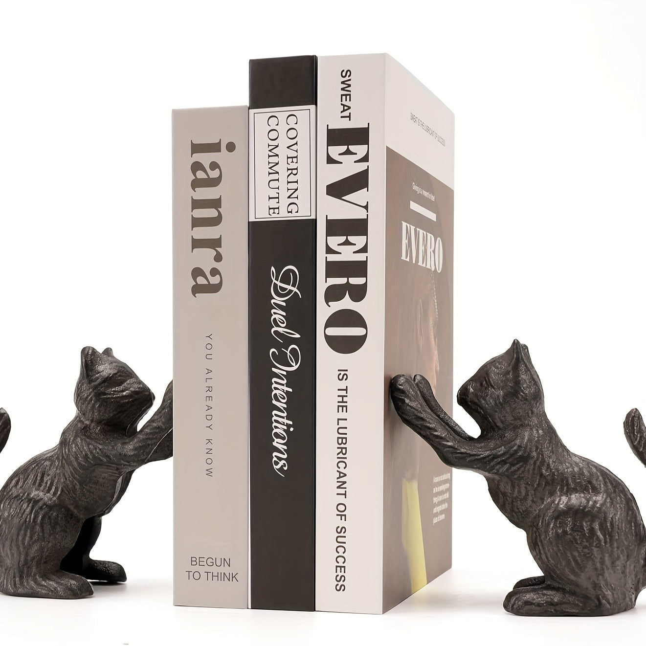 VintageCat - Suportes para Livros de Ferro Fundido em Forma de Gato - Decoração Rústica para Livros e Batente de Porta