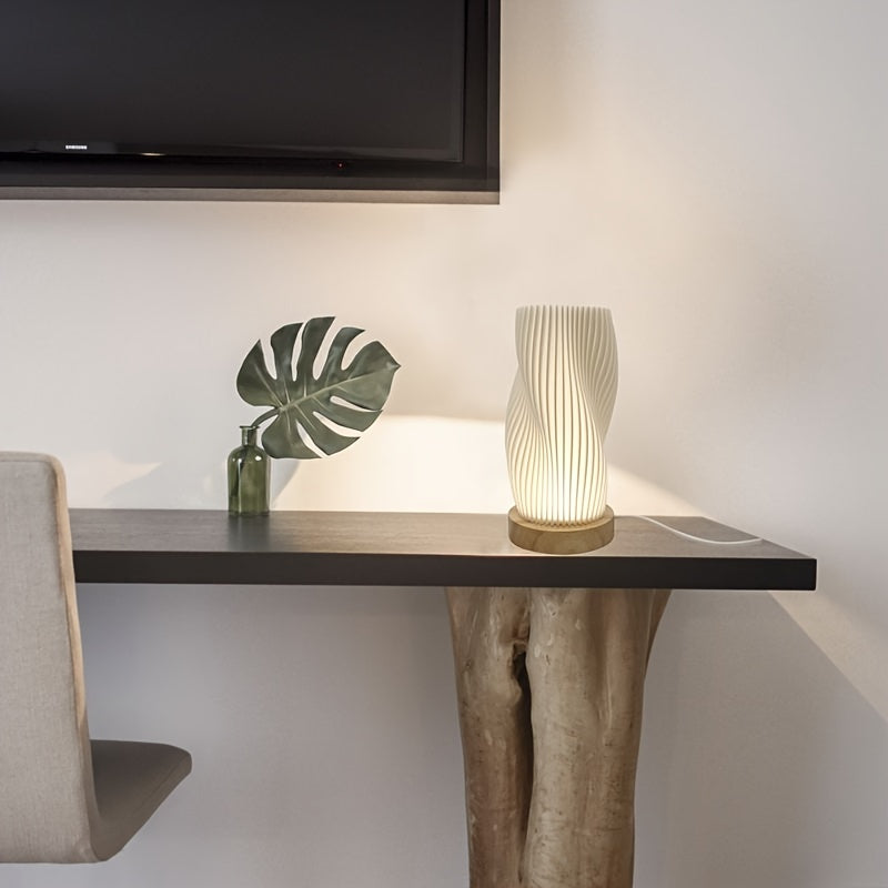 CozyLight - Lampada Notturna LED con Base in Legno, Alimentata via USB, Dimmerabile