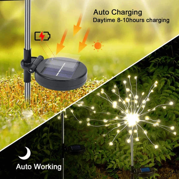 4 Pieces Outdoor Solar Garden Firework Lamps