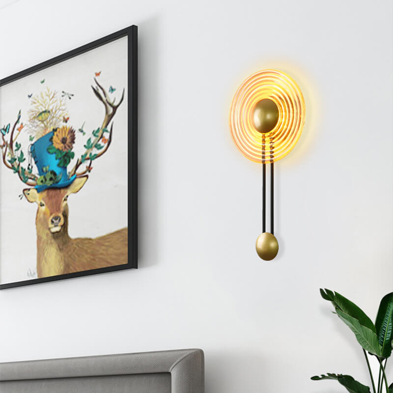 AuraLight - Moderna lampada da parete LED circolare a 1 luce con braccio