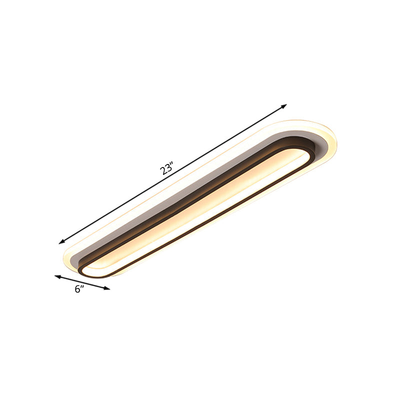 Lámpara de techo LED ovalada negra/blanca con difusor de acrílico
