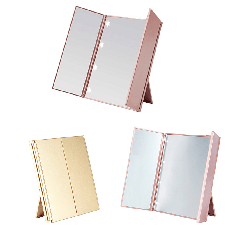 Espejo de Maquillaje LED Trilateral – Espejo Tríptico Plegable y Portátil con Iluminación