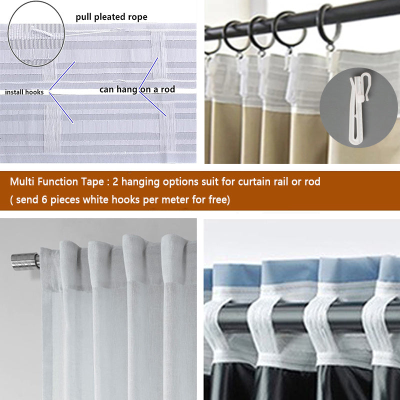1 Piece White Striped Transparent Curtains for Living Room - Soft Voile, Decorative, Light-Transmitting