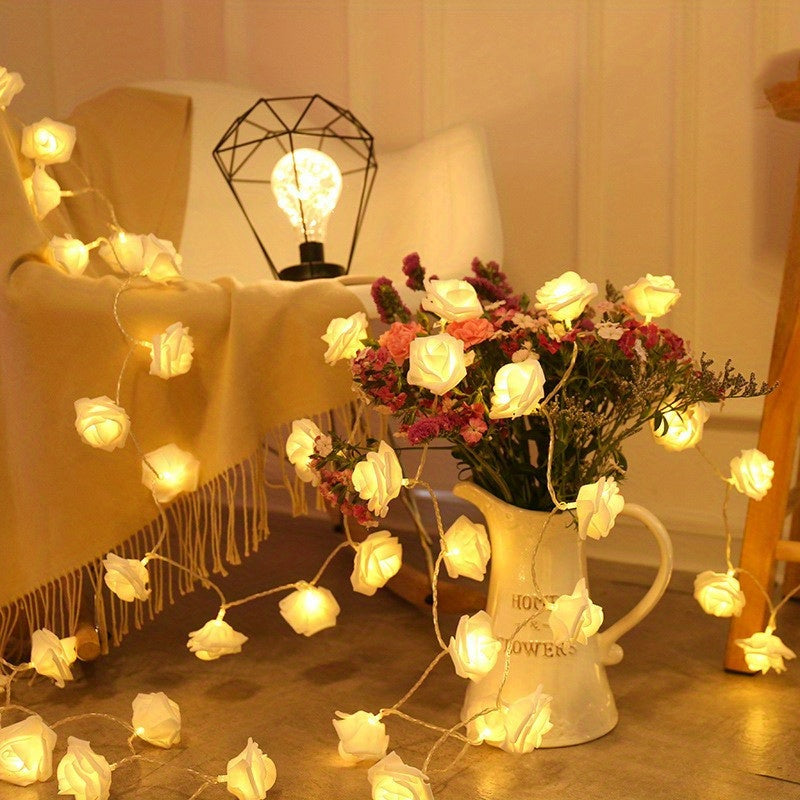 BloomLights - Catena Luminosa a LED Fiore di Rosa