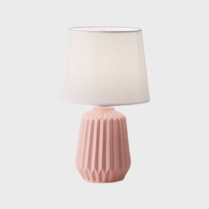 GlowLite - Lampada da tavolo con paralume in tessuto a forma di cono