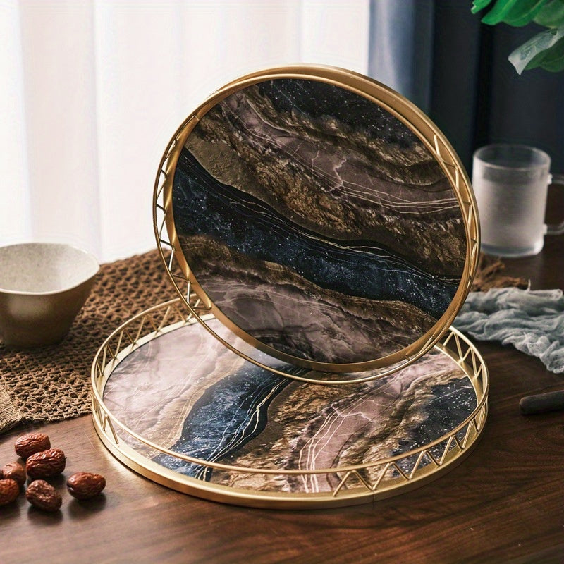 WoodenMarble - Wooden Round Marble Grain Tray
