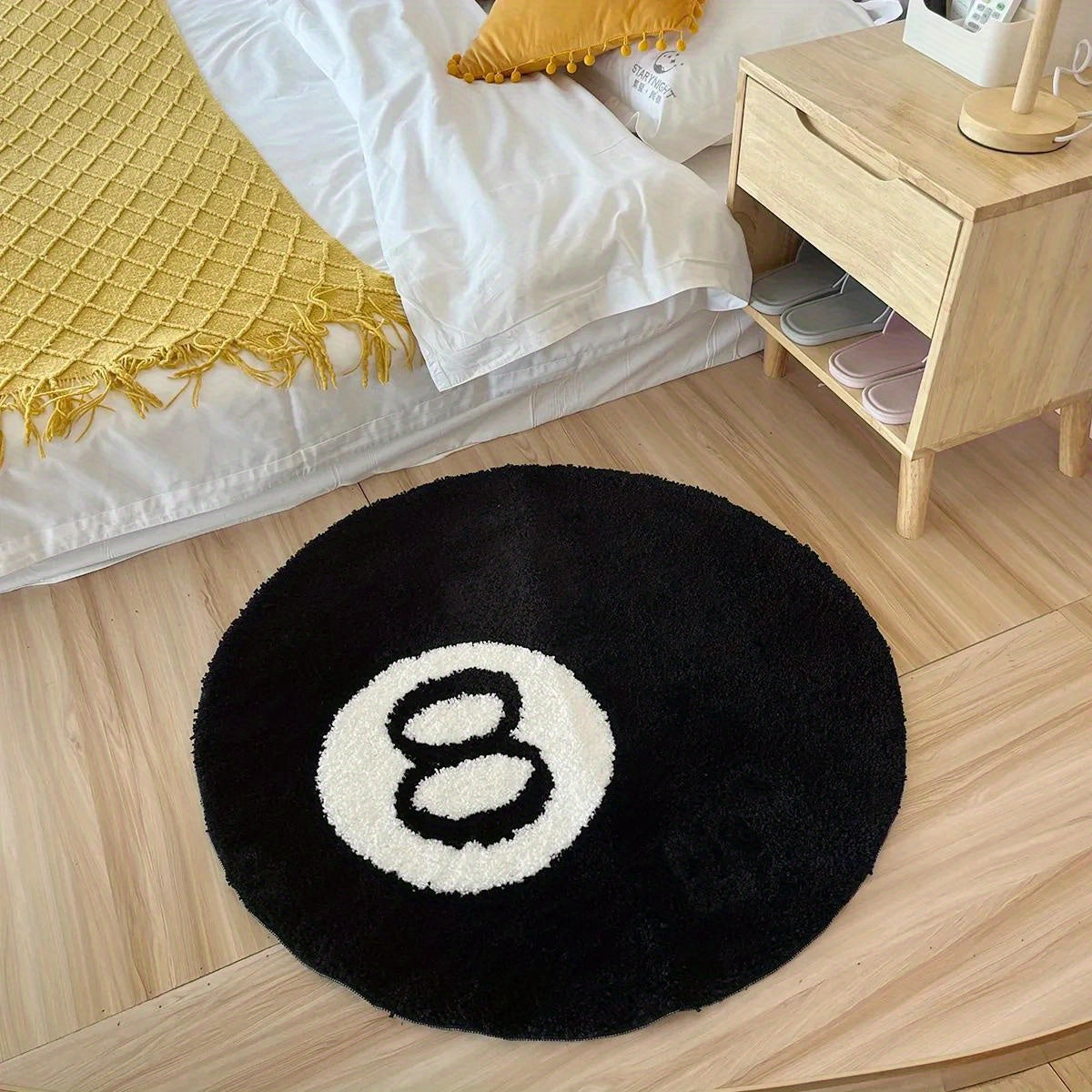 Billiard Black 8 Ball Carpet - Round Non-Slip Floor Mat for Living Room, Bathroom, and Decoration (Available in Various Sizes)