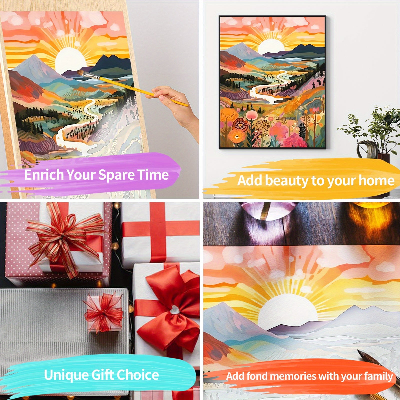 1pc Sunset Mountain Landscape Paint by Numbers for Adults - Without Frame, 40x50CM, DIY Oil Paint Acrylic Art for Wall Decoration
