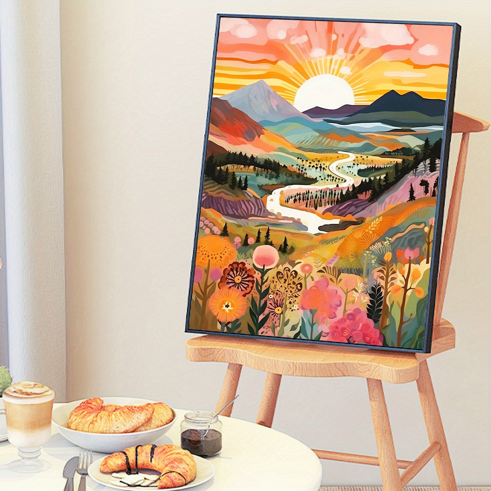 1 pieza Pintura por Números Paisaje de Montaña al Atardecer para Adultos - Sin Marco, 40x50CM, Arte DIY de Óleo y Acrílico para Decoración de Pared