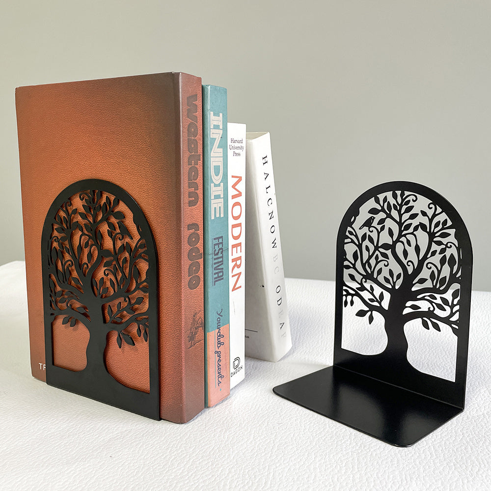 Suporte Metálico para Livros Árvore da Vida - Suporte Pesado para Prateleiras, Design Moderno Decorativo