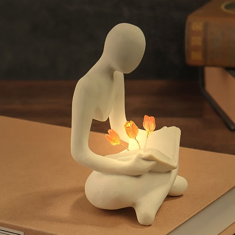 ArtTulip - Lampada Notturna Astratta a Forma di Tulipano in Resina Artistica