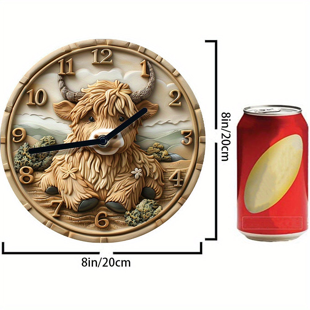 HighlandCharm - Orologio da parete silenzioso con mucca delle Highlands