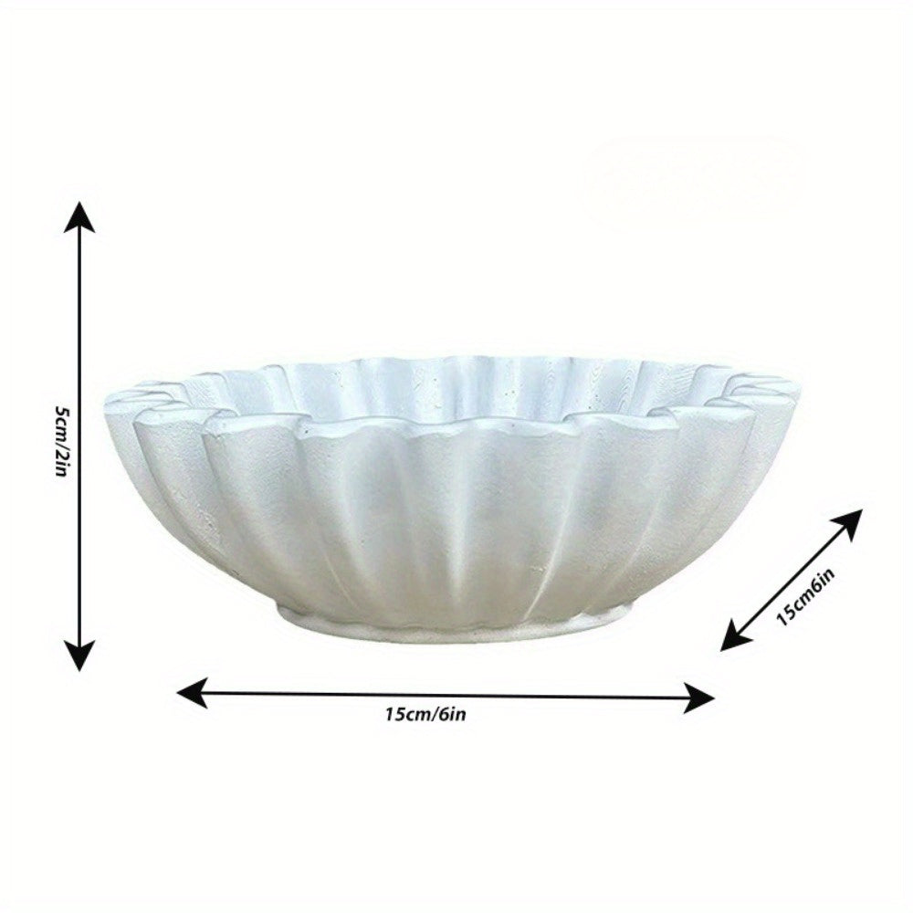 EleganceBowl - Tigela de Resina com Sulcos e Bordas Onduladas para Decoração de Sala de Estar
