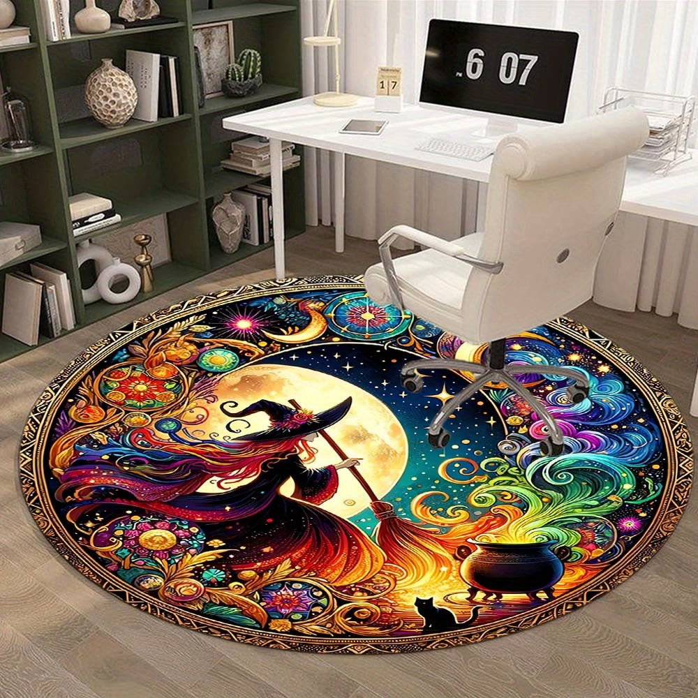 Enchanting Witch Brew Round Carpet: 800g/m² Crystal Velvet, Perfect for Home Decoration – Office Mats, Living Room, Bedroom and More