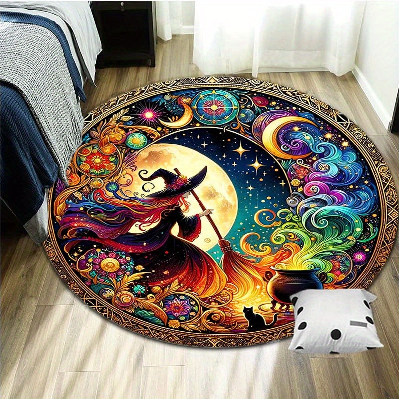 Enchanting Witch Brew Round Carpet: 800g/m² Crystal Velvet, Perfect for Home Decoration – Office Mats, Living Room, Bedroom and More