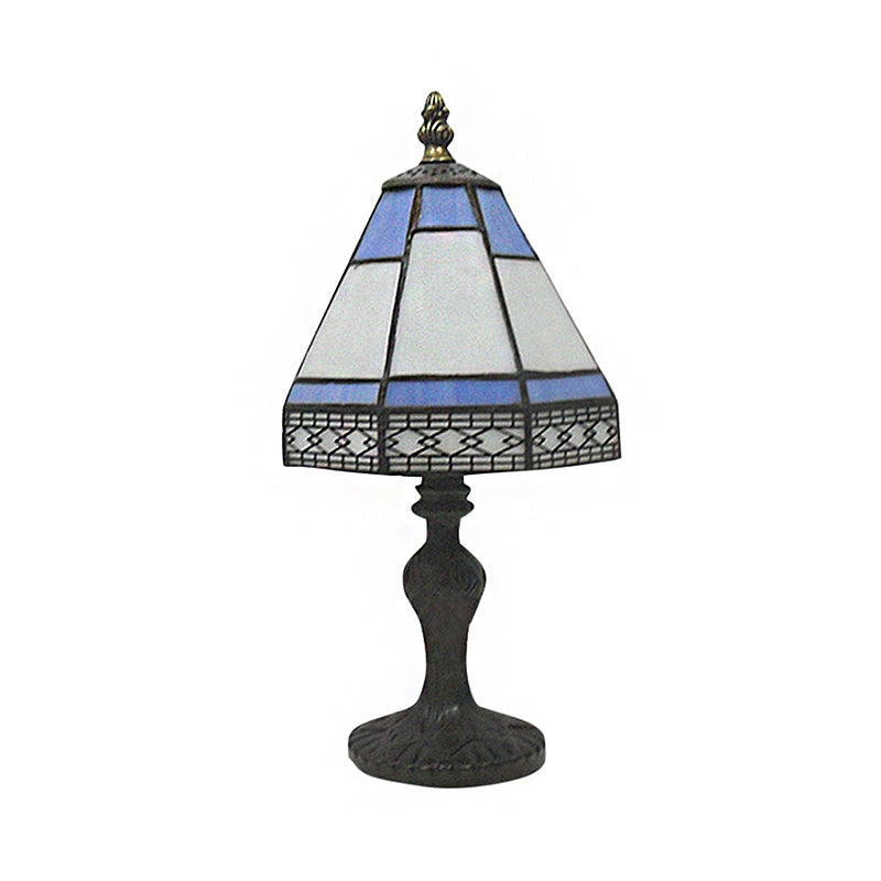 Tiffany Table Lamp - Beige/Blue Pagoda Style Bedside Lamp