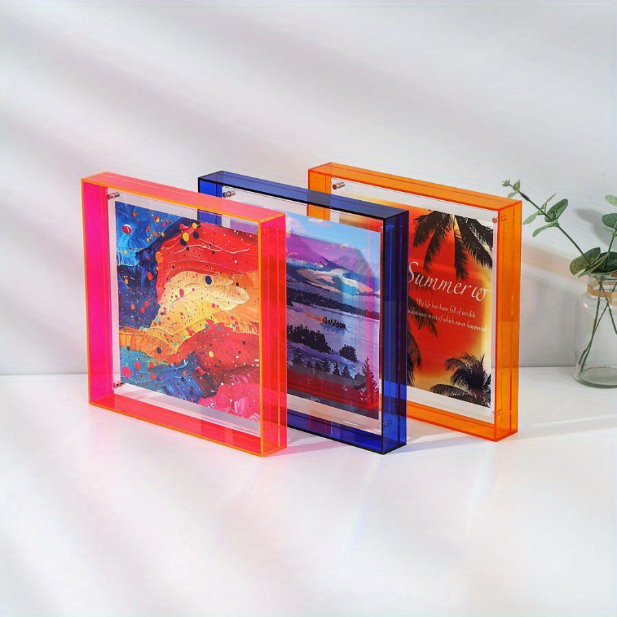 Elegant Acrylic Photo Frame - Transparent Minimalist Design for Wall Art and Posters, 25x25cm Table Display, No Insert Included