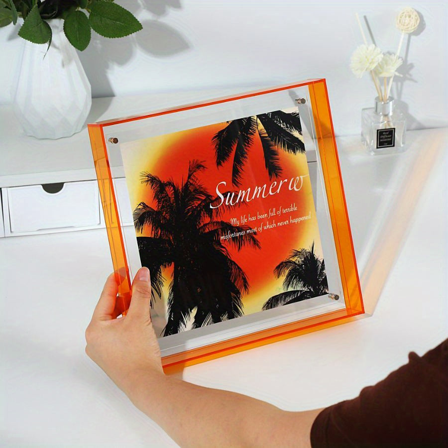 Elegant Acrylic Photo Frame - Transparent Minimalist Design for Wall Art and Posters, 25x25cm Table Display, No Insert Included