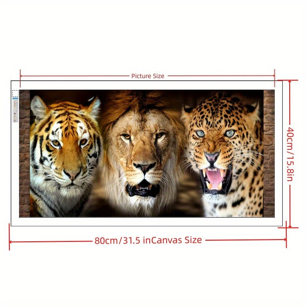 Set Fai-da-te per Pittura Diamante - 80x40cm Design Tigre & Leone