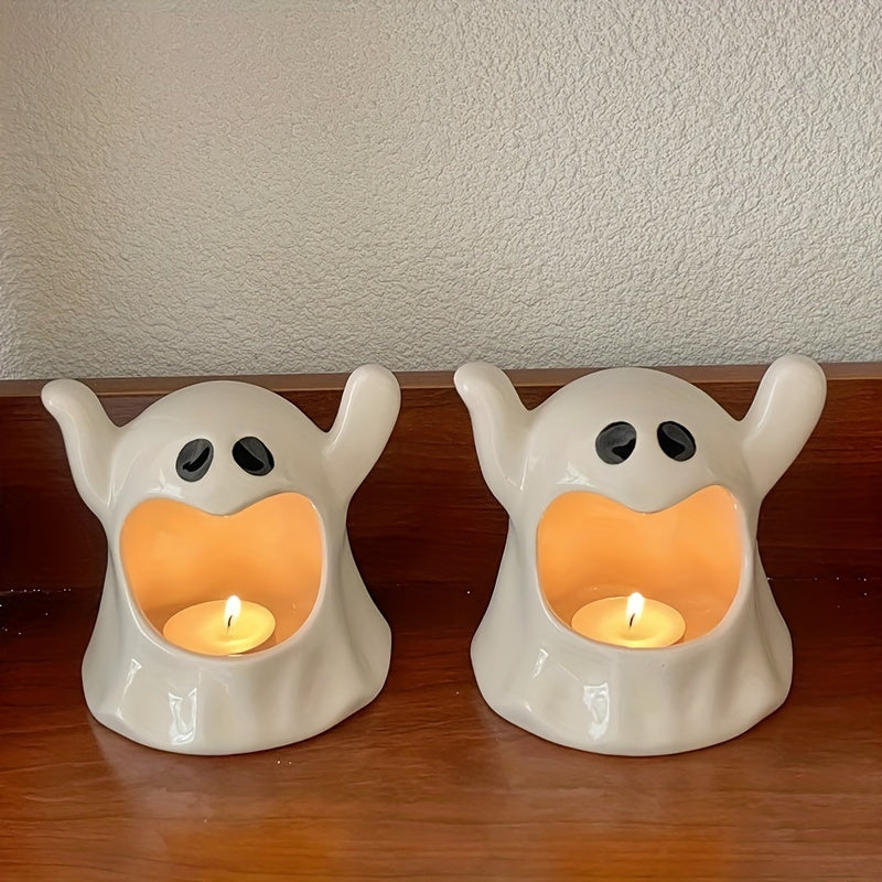 Halloween Suporte de Vela Cerâmico Assustador - Castiçais de Mesa para Aromaterapia, Decoração Festiva (1 Peça)