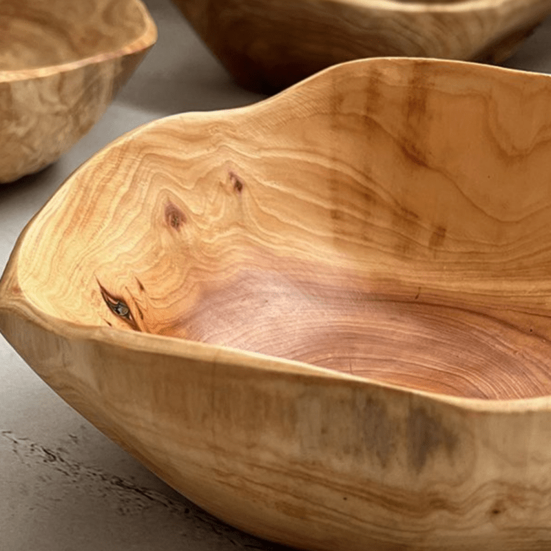 OctaWood-Fruitkom - Tigela Octogonal Maciça de Madeira para Casa e Restaurante