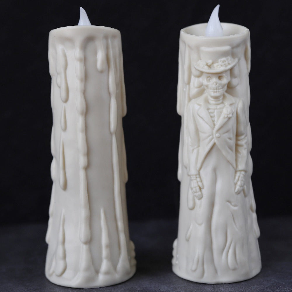 Spooky LED Candle Set: Glowing Skull Bride & Groom - Perfect for Halloween and Party Decoration