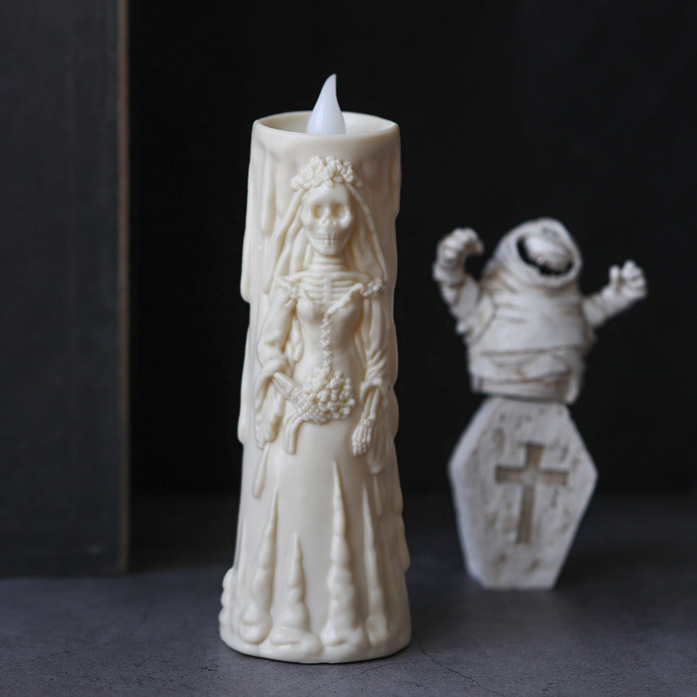 Spooky LED Candle Set: Glowing Skull Bride & Groom - Perfect for Halloween and Party Decoration