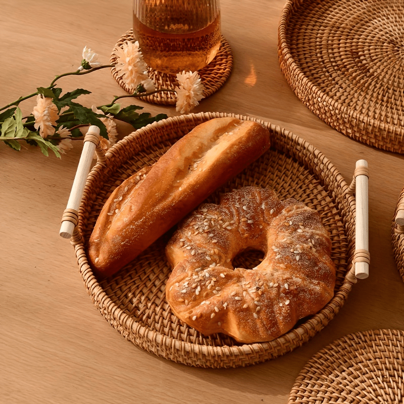 RattanTray - Wicker Coaster Tray with Handles