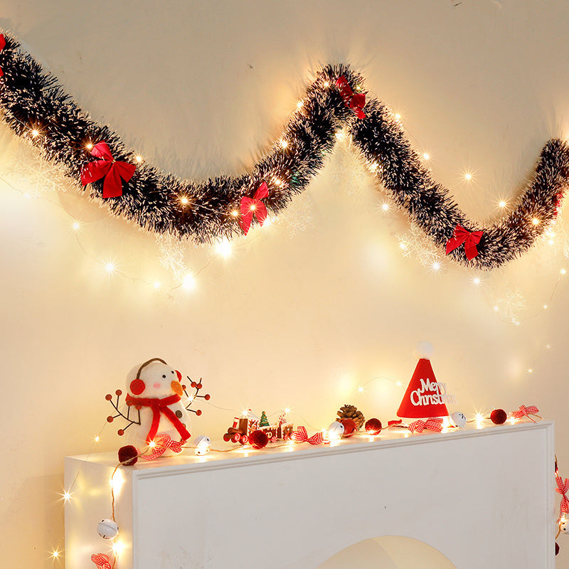 FestiveGleam - 2 Set 30 LED Kerst Tinsel Slinger met Batterijvoeding2set 30LED Kerst Tinsel Slinger Kunstmatige Kerst Slinger met LED Verlichting Batterij Kerst Metallic Twist Hangende Slinger Openhaard Mantel Decor voor Balustrade Binnenornamenten