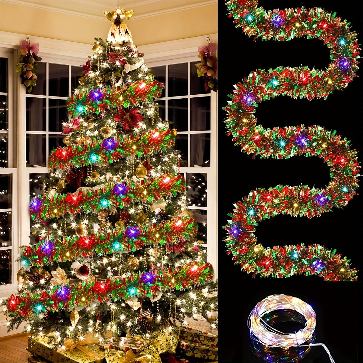 GlowGarland - Confezione da 2 ghirlande natalizie LED con 30 luci ciascuna