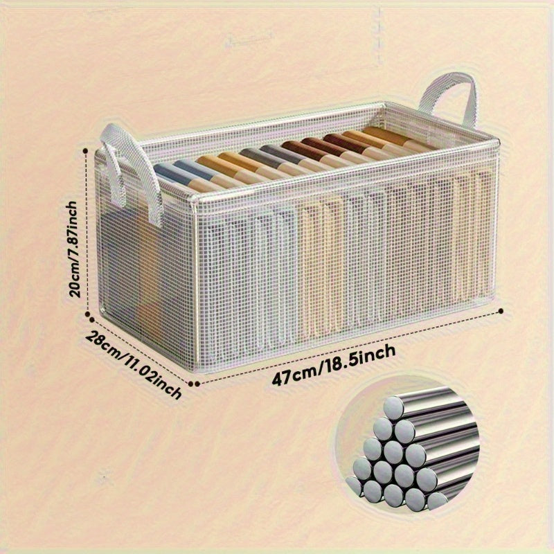 Conjunto de 4 Caixas de Armazenamento em Plástico com Estrutura de Aço e Pegas Reforçadas – Organizador Transparente Empilhável com Tampa