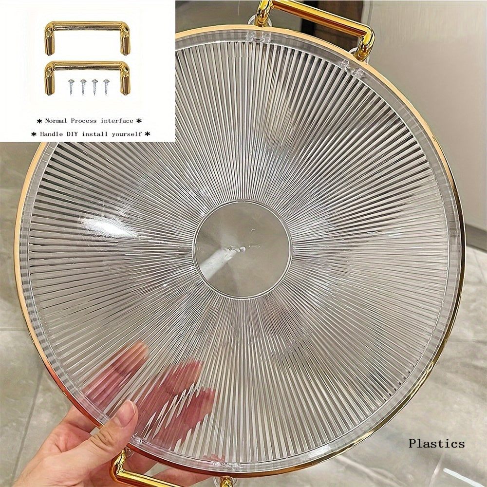 AcrylicTray - Acrylic Serving Platter with Golden Handles | For Dessert & Snack