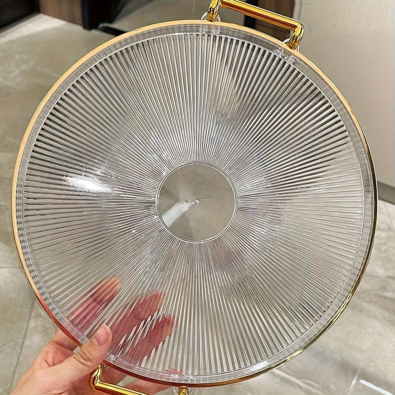 AcrylicTray - Acrylic Serving Platter with Golden Handles | For Dessert & Snack