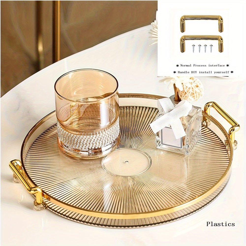 AcrylicTray - Acrylic Serving Platter with Golden Handles | For Dessert & Snack