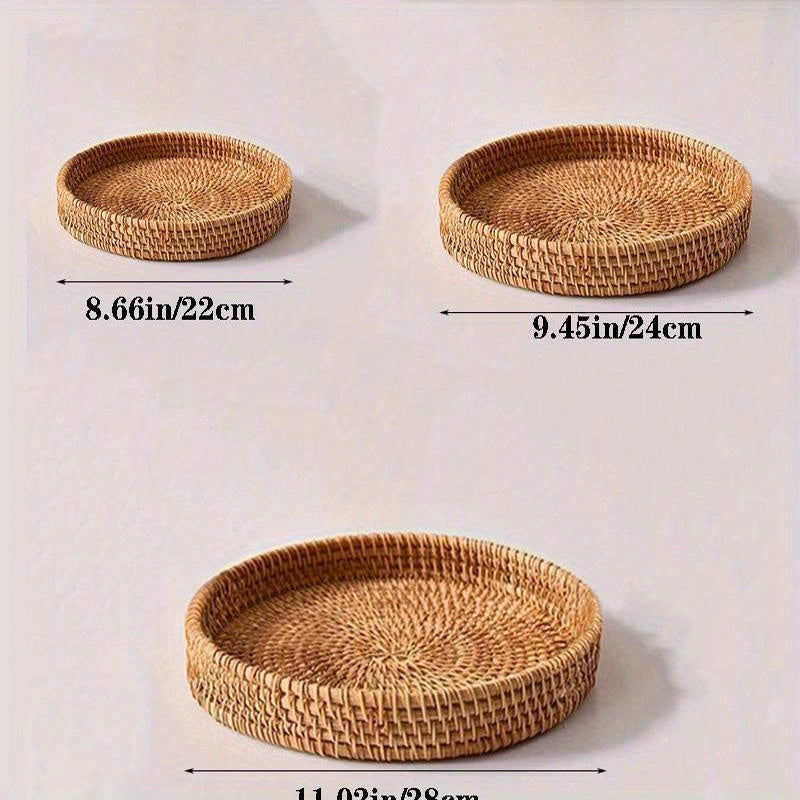 RattanServe - Round Rattan Woven Serving Bowl | For Breakfast, Dessert & Fruit